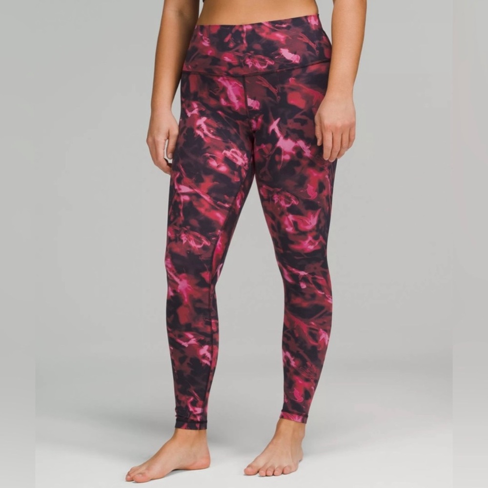 Lululemon Leggings red, pink watercolor